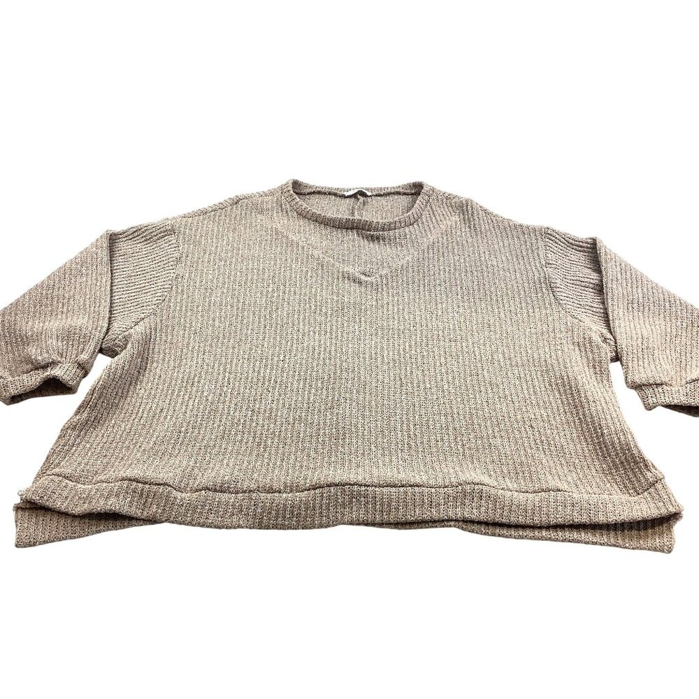 Talulah Women's Oatmeal Loose Weave Boxy Relaxed Fit Knit Sweater Sz M